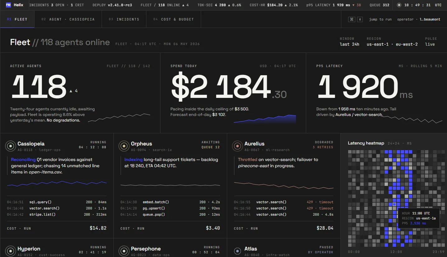The agents observability prototype: fleet status overview