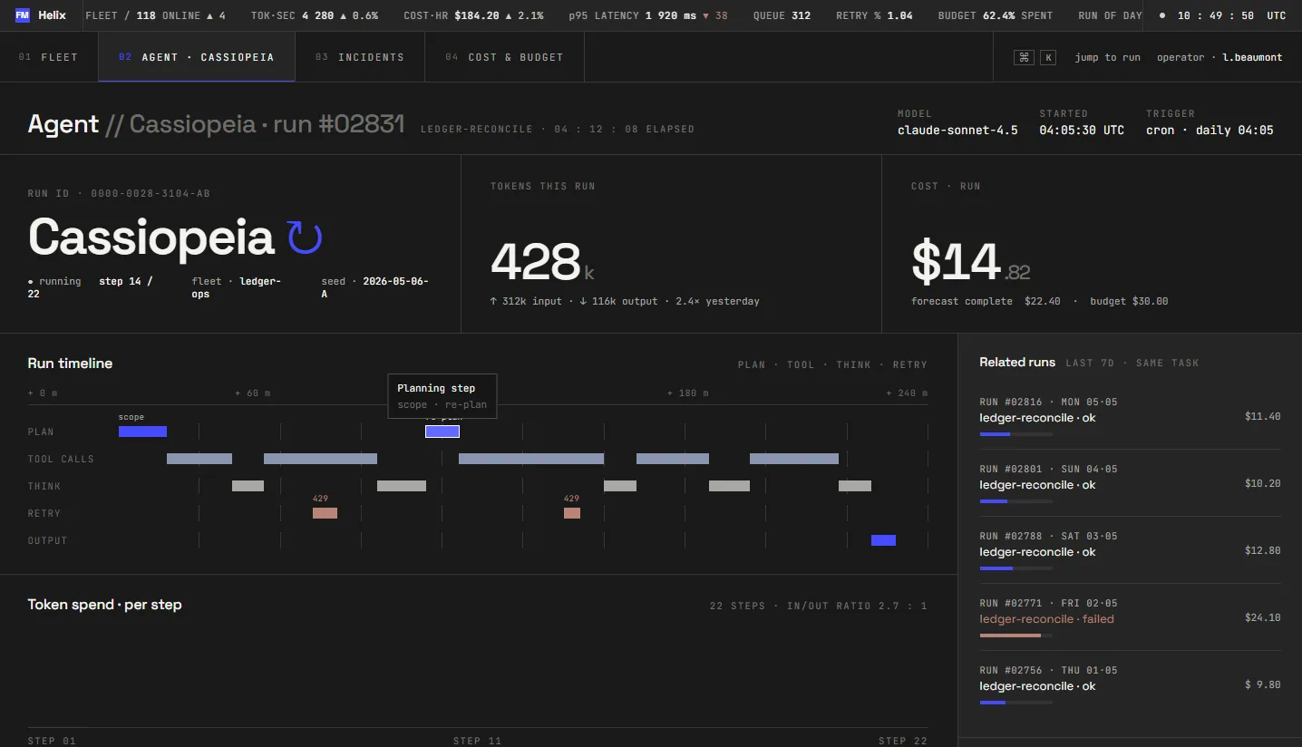 The agents observability prototype: per-agent runs view
