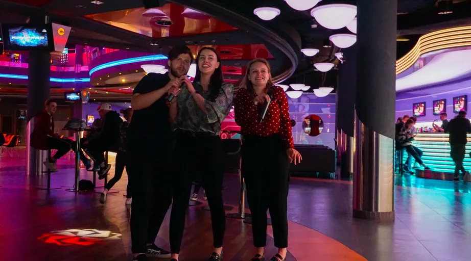 The team on a night out at the arcade